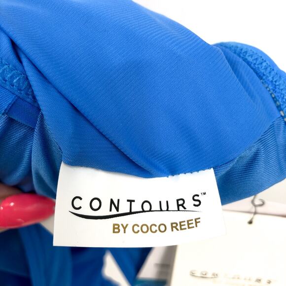 CONTOURS COCO REEF Solitaire V-Neck One Piece US 12 36C Azure Blue Underwire NWT - Picture 11 of 13